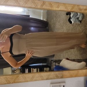 STUNNING CHIFFON LIKE DRESS BLACK AND NUDE BROWN